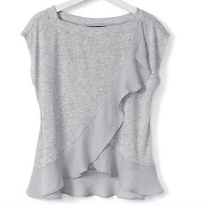 Banana Republic Gray Ruffle Shirt, Small